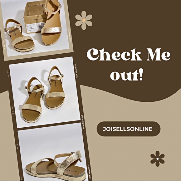 Lucky Brand YG-Gaelic | Light Gold Lucido Leather Sandal - Picture 1 of 6